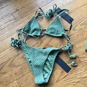 army green textured triangl bikini